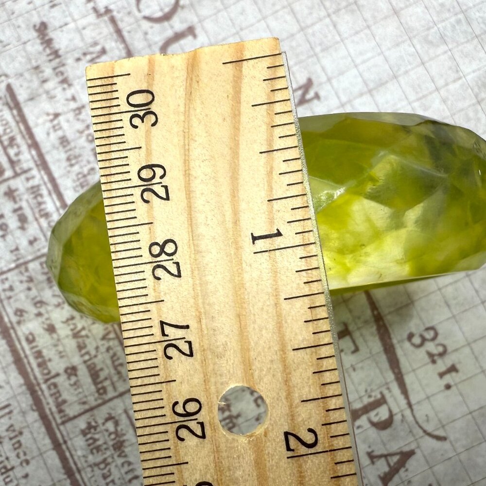 Bold Elegant Clear Lime Green Faceted Wide Heavy Thick Lucite Bangle Bracelet - Picture 5 of 10